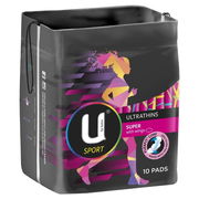 U by Kotex Pads Sport Ultrathins Super with Wings X 10