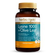 Herbs of Gold Lysine 1000 + Olive Leaf Tab X 100