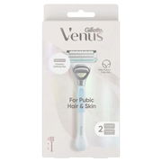 Gillette Venus for Pubic Hair & Skin Women's Razor Handle with 2 Blade Refills