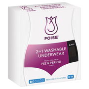 Poise Underwear 2-in-1 Washable Period & Incontinence - Black (Size 12-14)