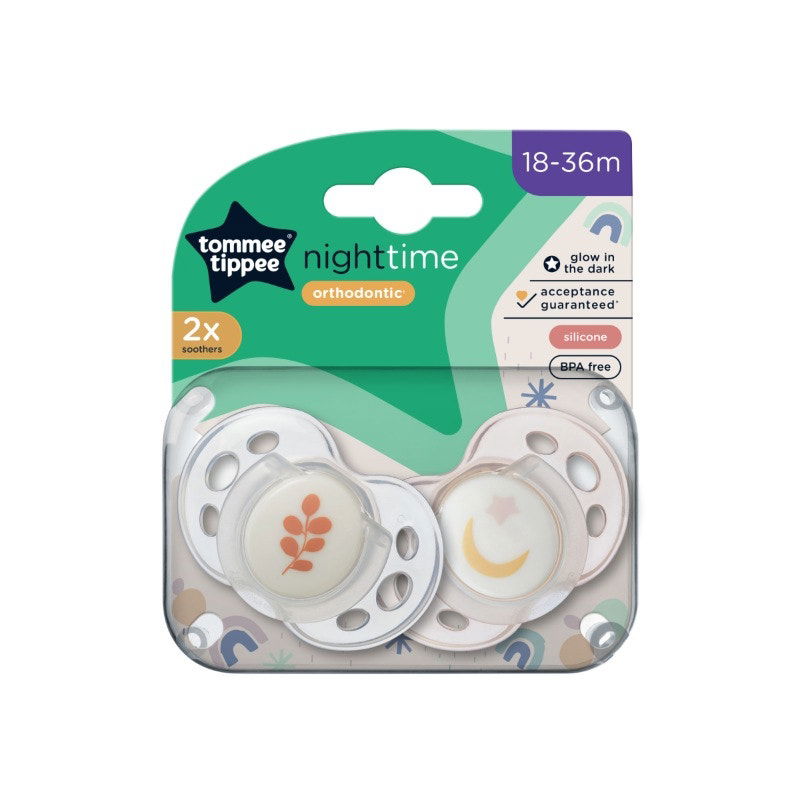Tommee Tippee CTN Night Time Soother 18 to 36 Months X 2 (Assorted Designs/Colours)