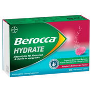 Berocca Hydrate Electrolytes + B Vitamins Effervescent Tab (Raspberry Blackcurrant) X 20 Aged Smart