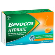 Berocca Hydrate Electrolytes + B Vitamins Effervescent Tab (Orange ) X 20 Aged Smart
