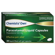 Chemists' Own Paracetamol 500mg Liquid Cap X 30 (Limit 1 per order)