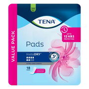 Tena InstaDRY Extra Long Length Pads X 18 (Limit 4 per order) Aged Smart