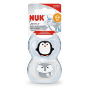 NUK Space Silicone Soother (0-6 Months) X 2 - Assorted Designs