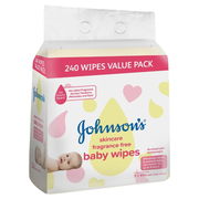 Johnson's Baby Wipes Fragrance Free 80 Wipes X 3 Packs