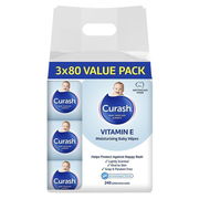 Curash Babycare Vitamin E Baby Wipes 80 X 3 Aged Smart