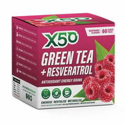 X50 Green Tea + Resveratrol Antioxidant Energy Drink Sachets (Raspberry) 3g X 60