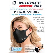 M-Brace Maximum Air Anti-Bacterial 3 Layer Face Mask Black - Regular Aged Smart
