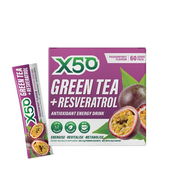 X50 Green Tea + Resveratrol Antioxidant Energy Drink Sachets (Passionfruit) 3g X 60 Aged Smart