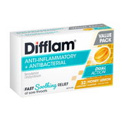 Difflam Sore Throat Lozenges Dual Action Honey Lemon Flavour X 32