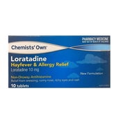 Chemists' Own Loratadine Tab X 10 (Generic for CLARATYNE) Aged Smart