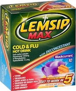 Lemsip Max Cold & Flu With Decongestant Hot Drink (Blackcurrant) X 10 Sachets Aged Smart