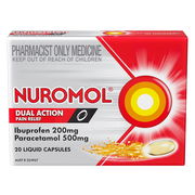 Nuromol Dual Action Pain Relief Liquid Cap X 20