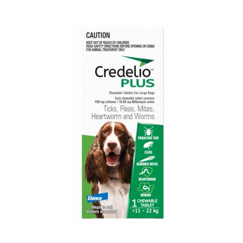 Credelio Plus Chewable Tab for Large Dogs 11 - 22kg (Green) X 1