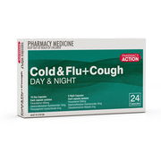 Pharmacy Action Cold & Flu + Cough Relief PE Day & Night Cap X 24 (Generic for Codral Cold & Flu + Cough) Aged Smart