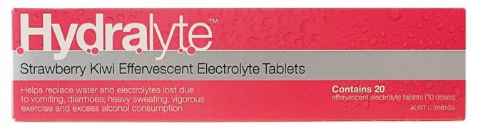 Hydralyte Electrolyte Effervescent Tab (Strawberry Kiwi Flavour) X 20 Aged Smart