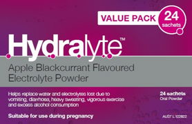 Hydralyte Electrolyte Powder Sachets (Apple/Blackcurrant) X 24
