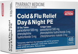 Pharmacy Action Cold & Flu Relief Day & Night PE Tab X 48 (Generic for Codral Cold and Flu)