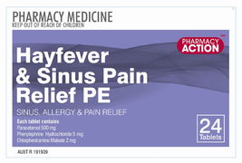 Pharmacy Action Hayfever & Sinus Pain Relief PE Tab X 24 (Generic for Sudafed PE Sinus + Allergy & Pain Relief)